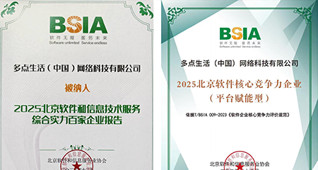 双项荣誉加身，多点数智再获北京软协“综合实力百家企业”认可